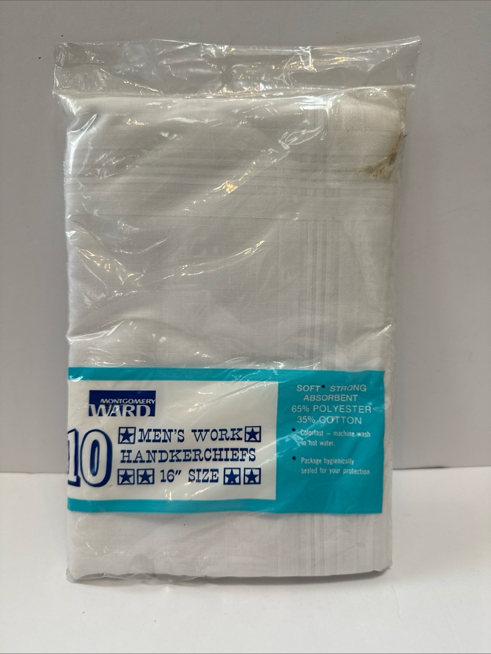 Montgomery Ward Men's Work Handkerchiefs - White (10 Pack) vintage new old stock